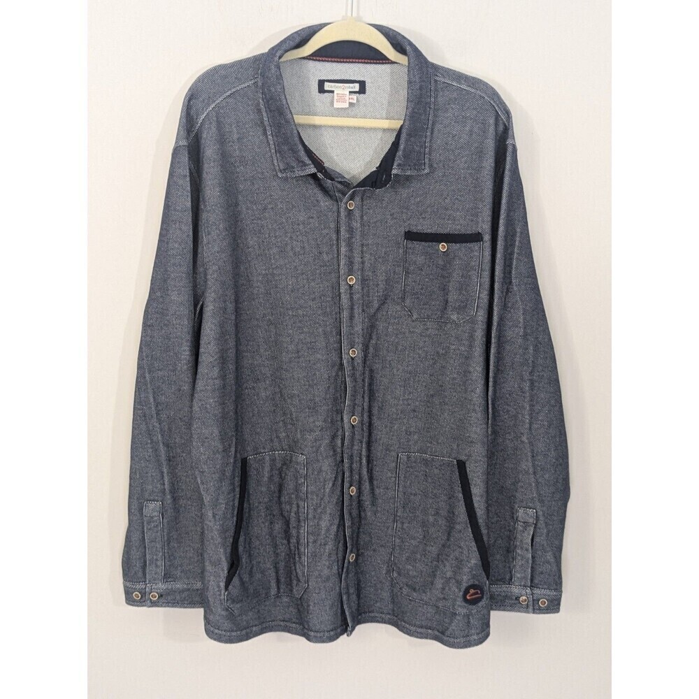 Carbon 2 Cobalt Jacket Shacket Marled Navy Cotton Pockets Button Up Size 2XL